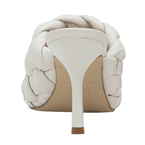 MARC FISHER LTD Dakina Leather Woven Square Toe Taper Heel Sandal, Ivory, 8M - Picture 5 of 7